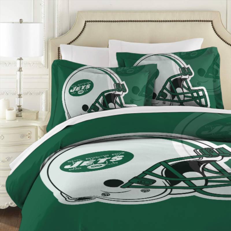 NFL New York Jets White Helmet Green Bedding Set