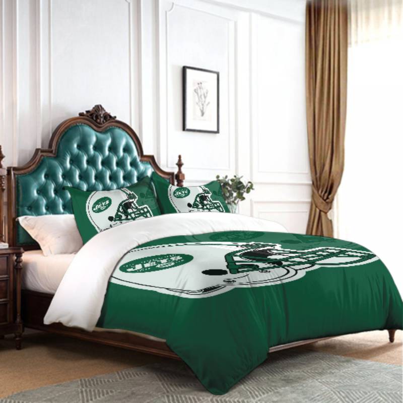 NFL New York Jets White Helmet Green Bedding Set