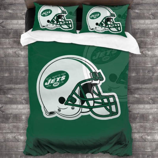 NFL New York Jets White Helmet Green Bedding Set