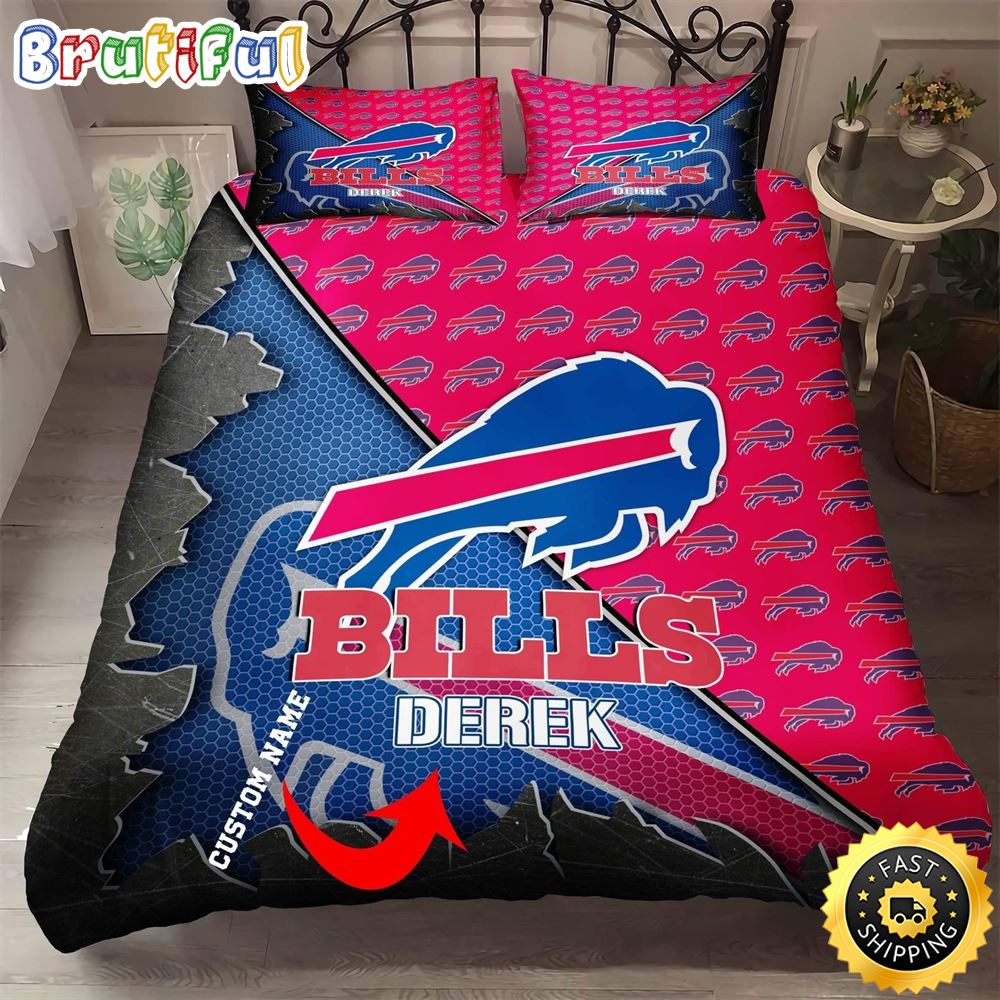 NFL Buffalo Bills Custom Name Royal Blue Red Bedding Set