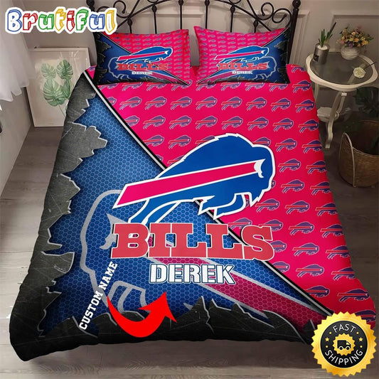 NFL Buffalo Bills Custom Name Royal Blue Red Bedding Set