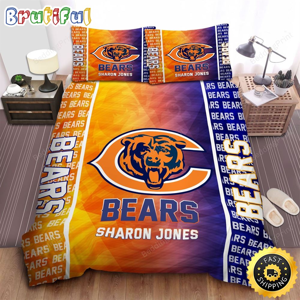 NFL Chicago Bears Custom Name Big Logo Bedding Set V2