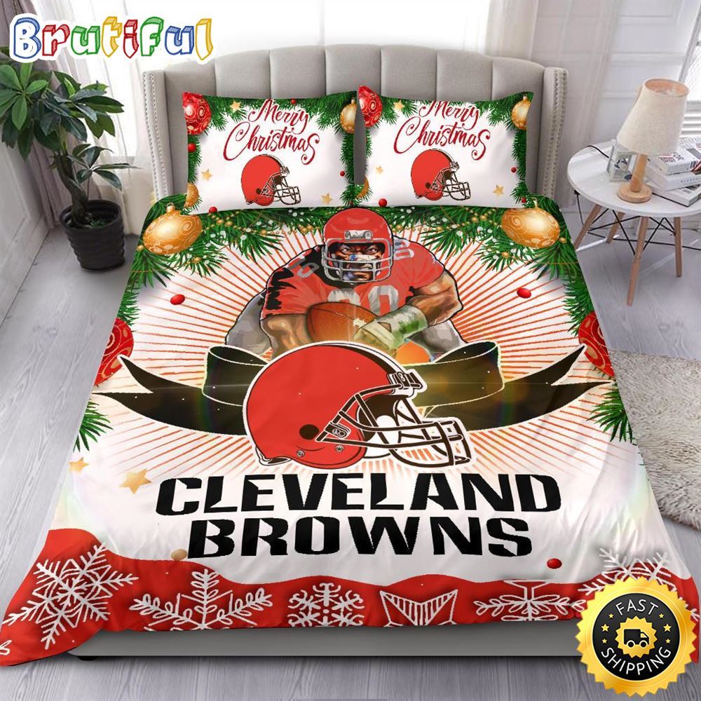 NFL Cleveland Browns Bedding Sets Merry Christmas Quilt Bedding Sets