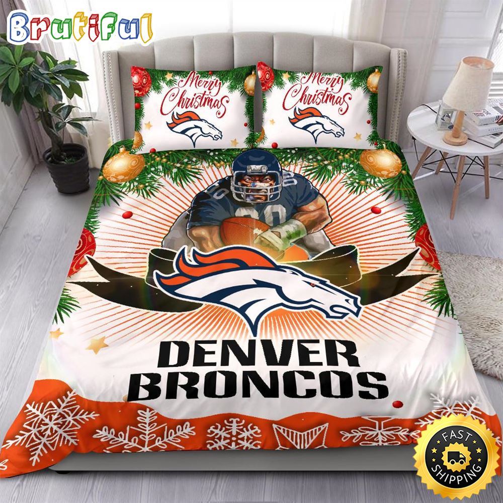 NFL Denver Broncos Bedding Sets Merry Christmas Quilt Bedding Sets