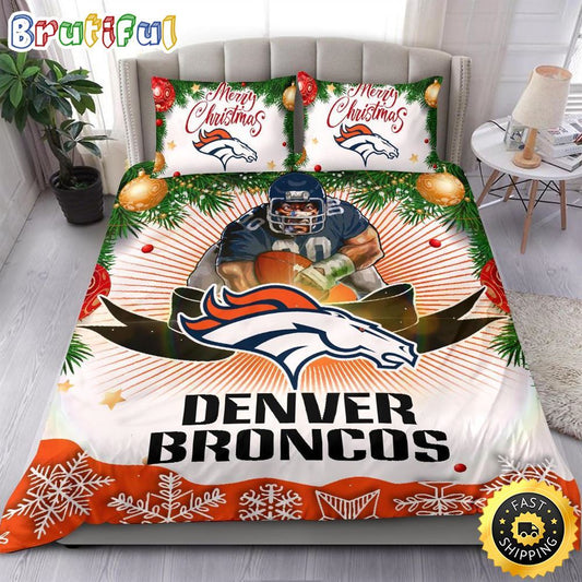NFL Denver Broncos Bedding Sets Merry Christmas Quilt Bedding Sets