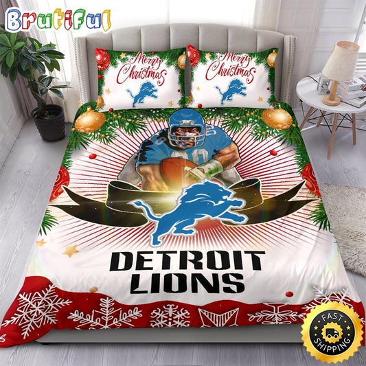 NFL Detroit Lions Bedding Sets Merry Christmas Quilt Bedding Sets