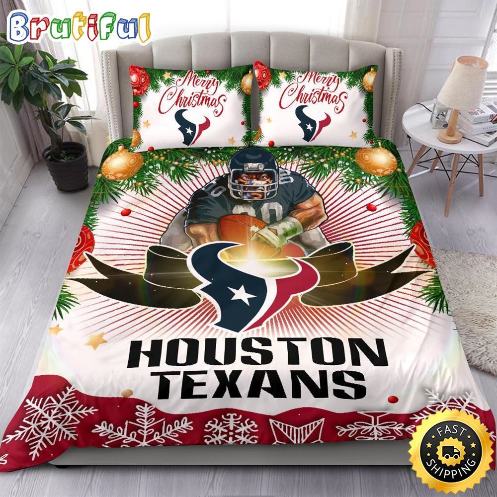 NFL Houston Texans Bedding Sets Merry Christmas Quilt Bedding Sets