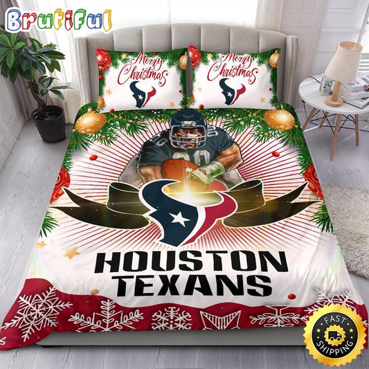 NFL Houston Texans Bedding Sets Merry Christmas Quilt Bedding Sets