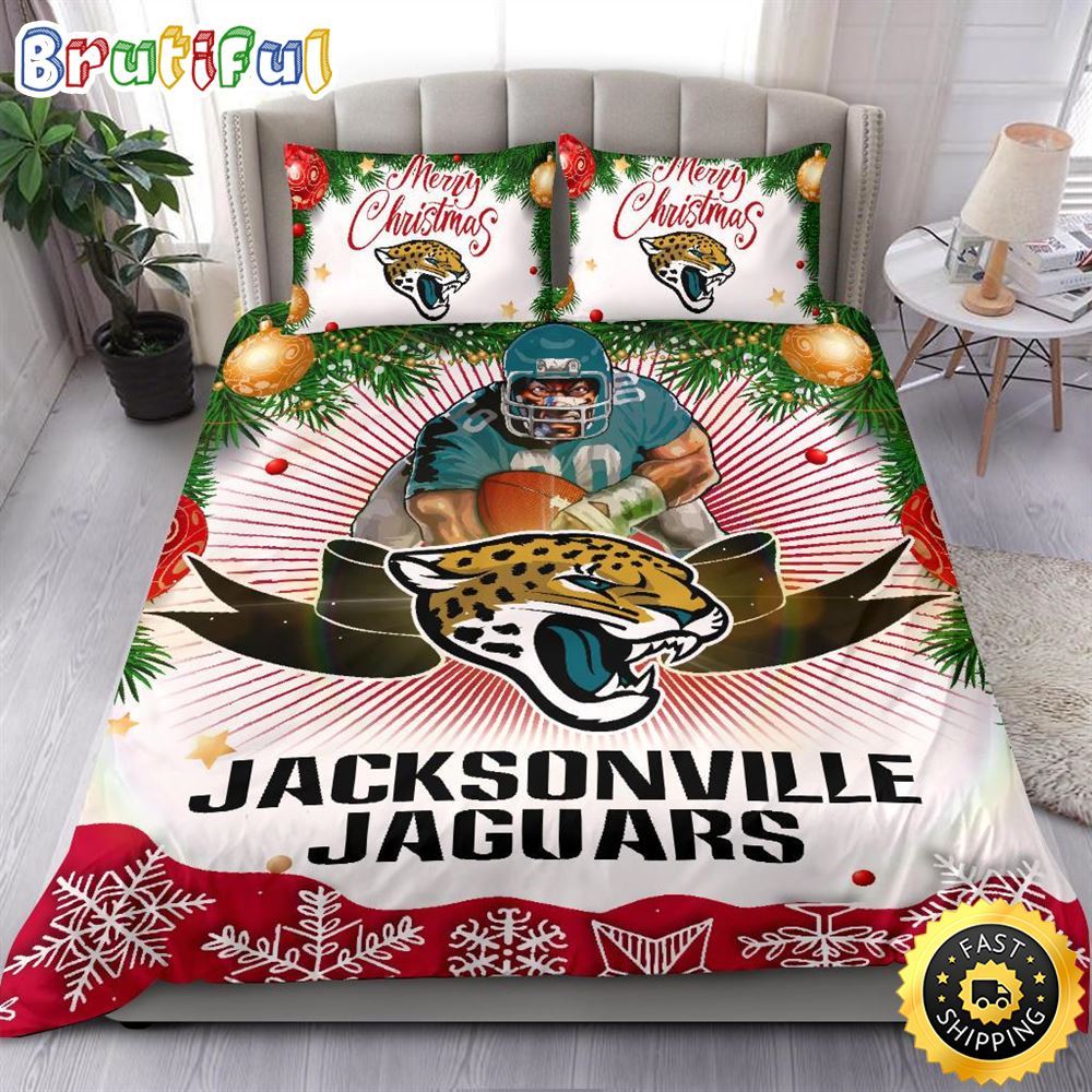 NFL Jacksonville Jaguars Bedding Sets Merry Christmas Quilt Bedding Sets