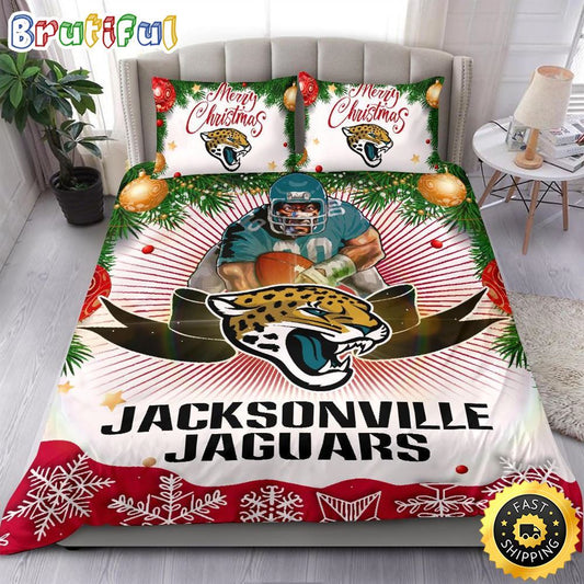 NFL Jacksonville Jaguars Bedding Sets Merry Christmas Quilt Bedding Sets