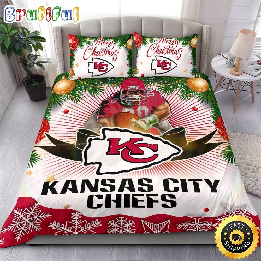 NFL Kansas City Chiefs Bedding Sets Merry Christmas Quilt Bedding Sets
