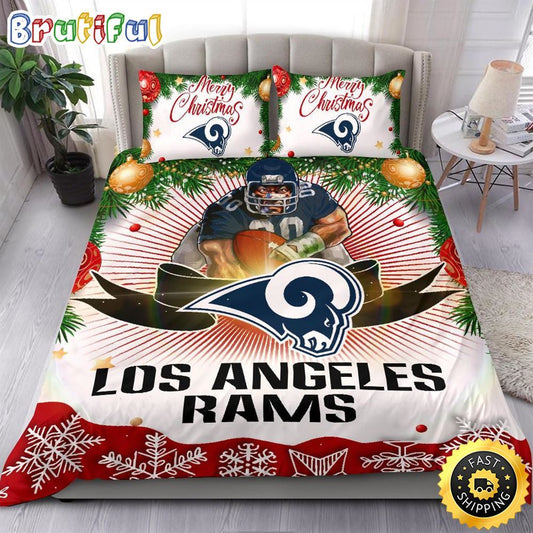 NFL Los Angeles Rams Bedding Sets Merry Christmas Quilt Bedding Sets
