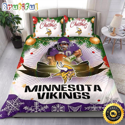 NFL Minnesota Vikings Bedding Sets Merry Christmas Quilt Bedding Sets