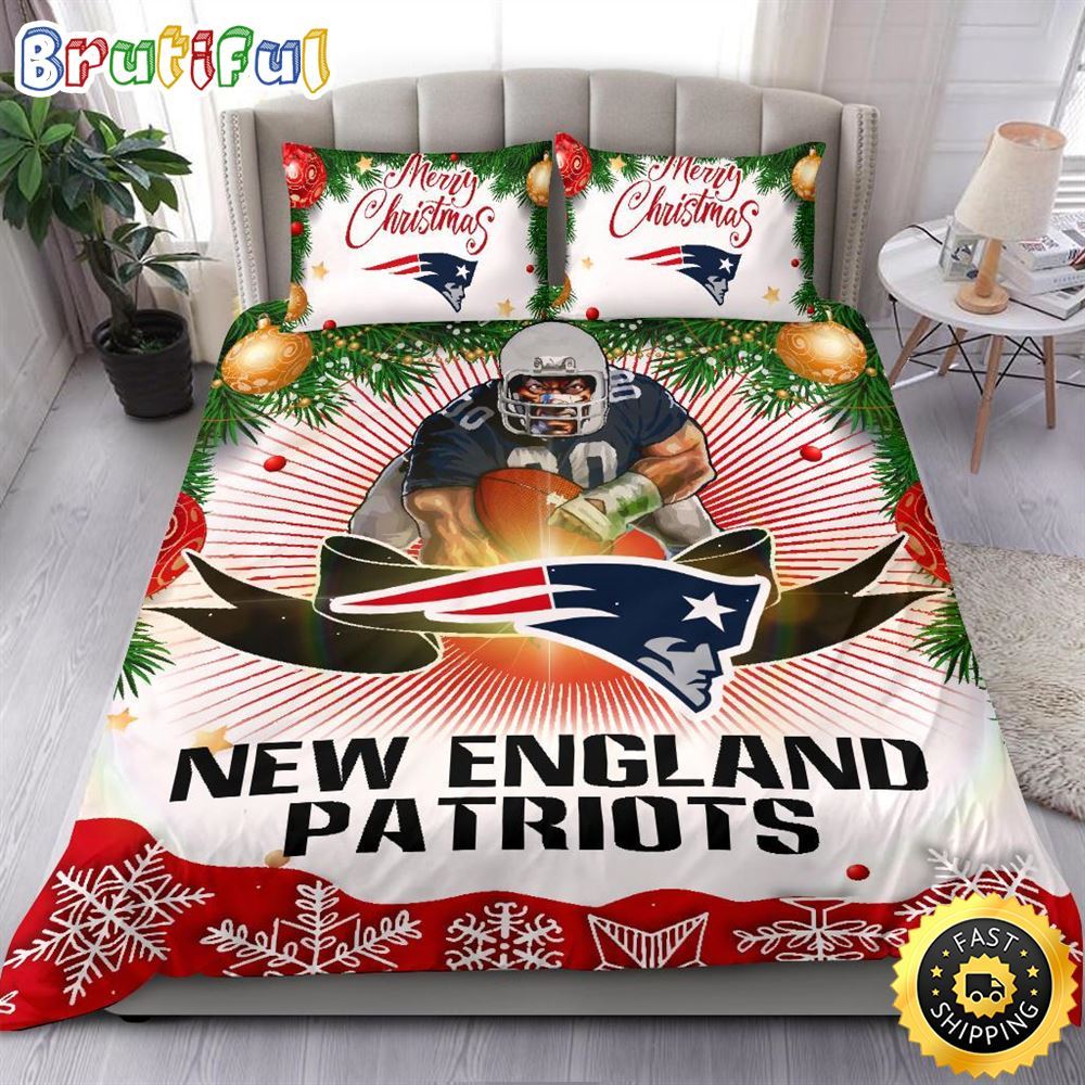 NFL New England Patriots Bedding Sets Merry Christmas Quilt Bedding Sets