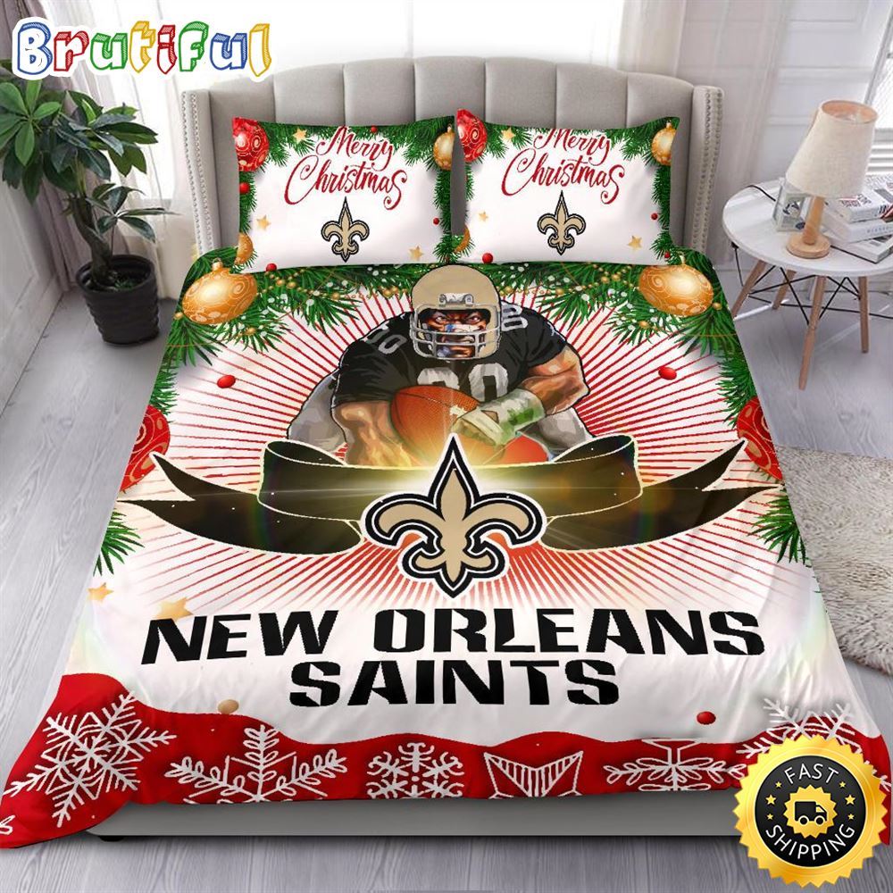 NFL New Orleans Saints Bedding Sets Merry Christmas Quilt Bedding Sets