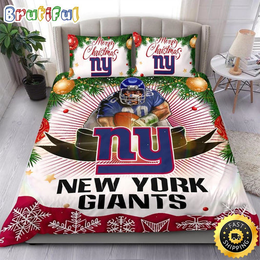 NFL New York Giants Bedding Sets Merry Christmas Quilt Bedding Sets