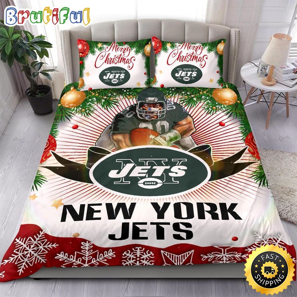 NFL New York Jets Bedding Sets Merry Christmas Quilt Bedding Sets
