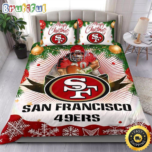 NFL San Francisco 49ers Bedding Sets Merry Christmas Quilt Bedding Sets