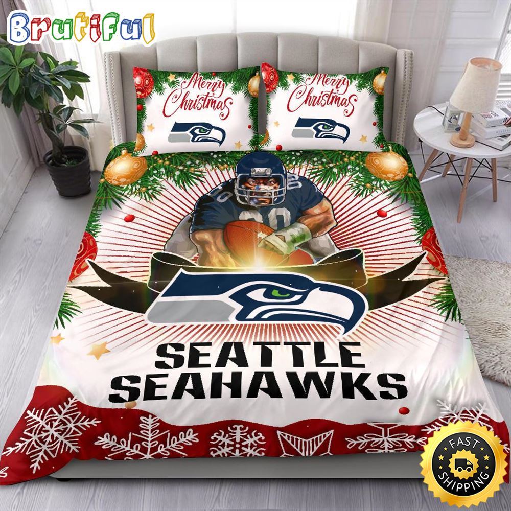 NFL Seattle Seahawks Bedding Sets Merry Christmas Quilt Bedding Sets
