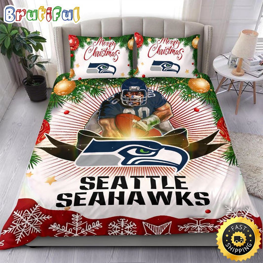 NFL Seattle Seahawks Bedding Sets Merry Christmas Quilt Bedding Sets