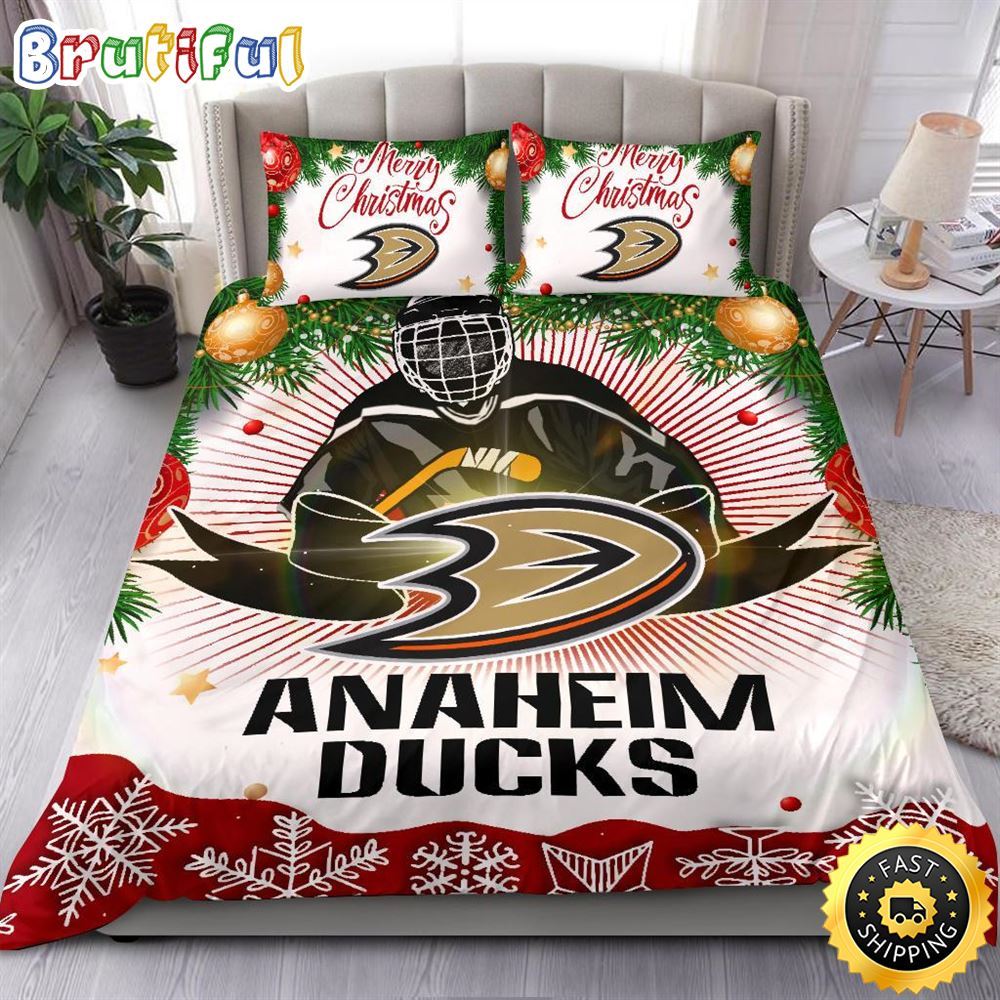 NHL Anaheim Ducks Bedding Sets Merry Christmas Quilt Bedding Sets