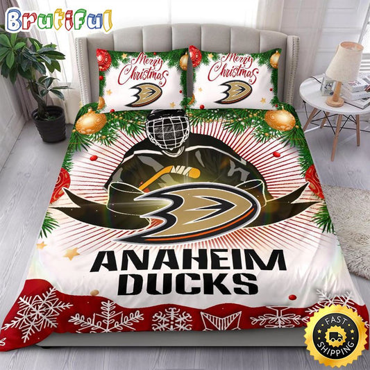 NHL Anaheim Ducks Bedding Sets Merry Christmas Quilt Bedding Sets