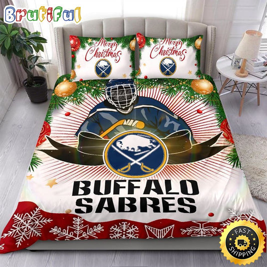 NHL Buffalo Sabres Bedding Sets Merry Christmas Quilt Bedding Sets