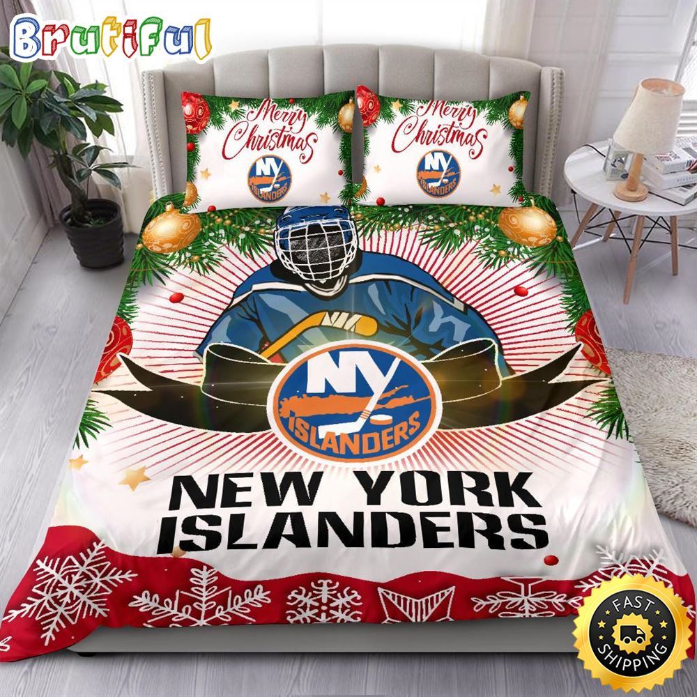 NHL New York Islanders Bedding Sets Merry Christmas Quilt Bedding Sets