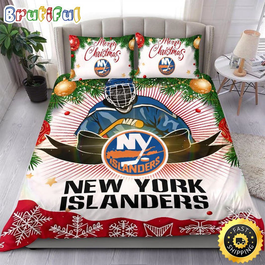 NHL New York Islanders Bedding Sets Merry Christmas Quilt Bedding Sets