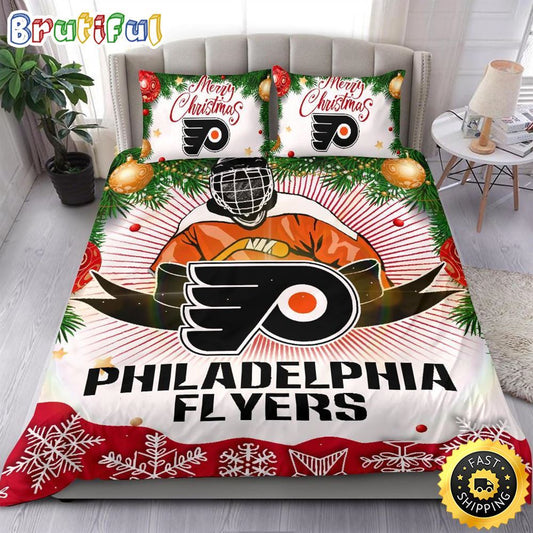 NHL Philadelphia Flyers Bedding Sets Merry Christmas Quilt Bedding Sets