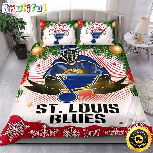 NHL St. Louis Blues Bedding Sets Merry Christmas Quilt Bedding Sets