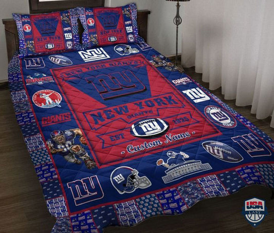 NFL New York Giants Custom Name Blue Red Bedding Set