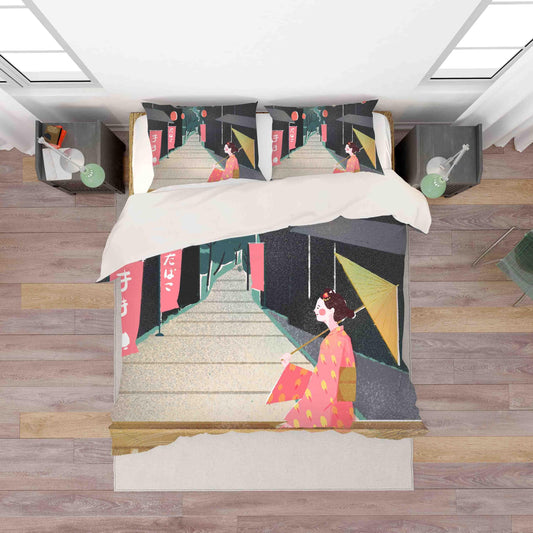 3D Abstract Japanese Beauty Quilt Cover Set Bedding Set Pillowcases 04