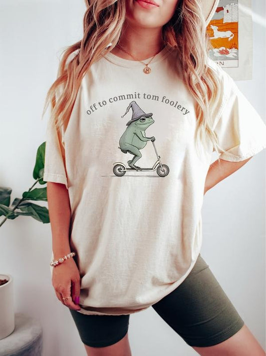 Off to Commit Tom Foolery Frog Shirt, Funny Women Meme Graphic Sarcastic Shirt, Trendy Shirt