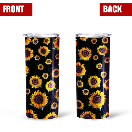 Pattern Sunflower Tall Glitter Tumbler
