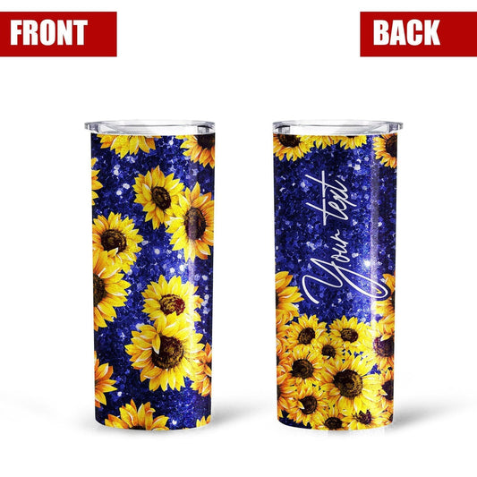 Personalized Sunflower Tall Glitter Tumbler