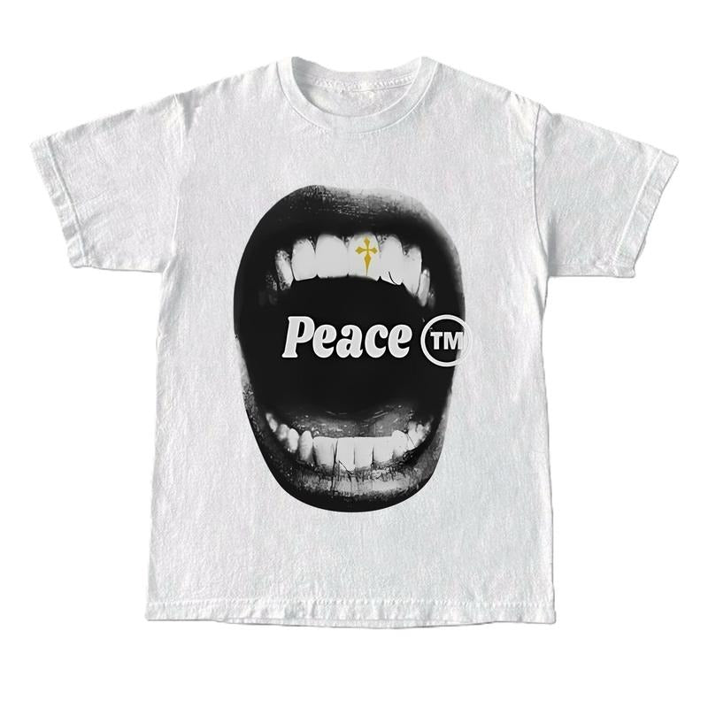 Purpoz Peace T-shirt, Gift for Her, Gift for Him, Vintage 90s style top clothing, Unisex graphic Streetwear shirts