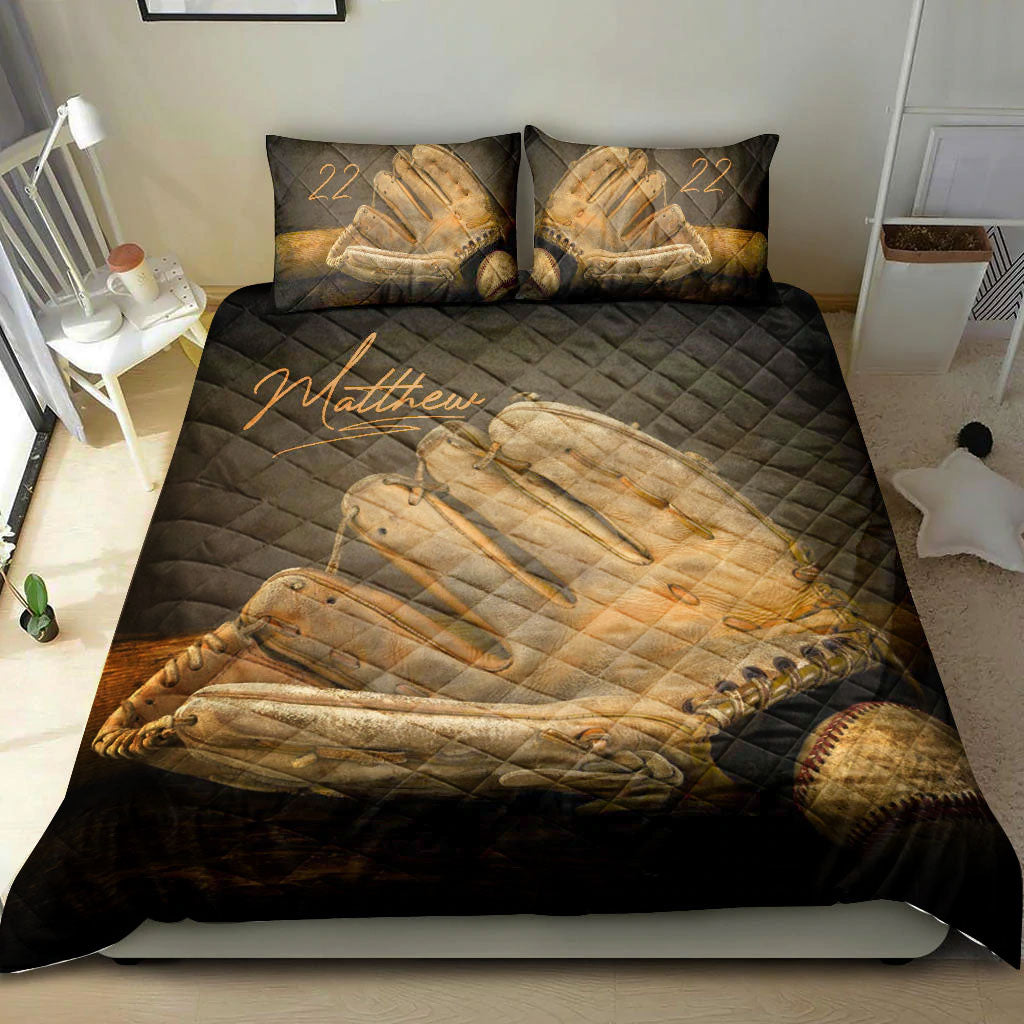 Baseball Quilt Set, Baseball Quilt Blanket With Pillowcases, Quilt Bedding Set, Sports Gifts