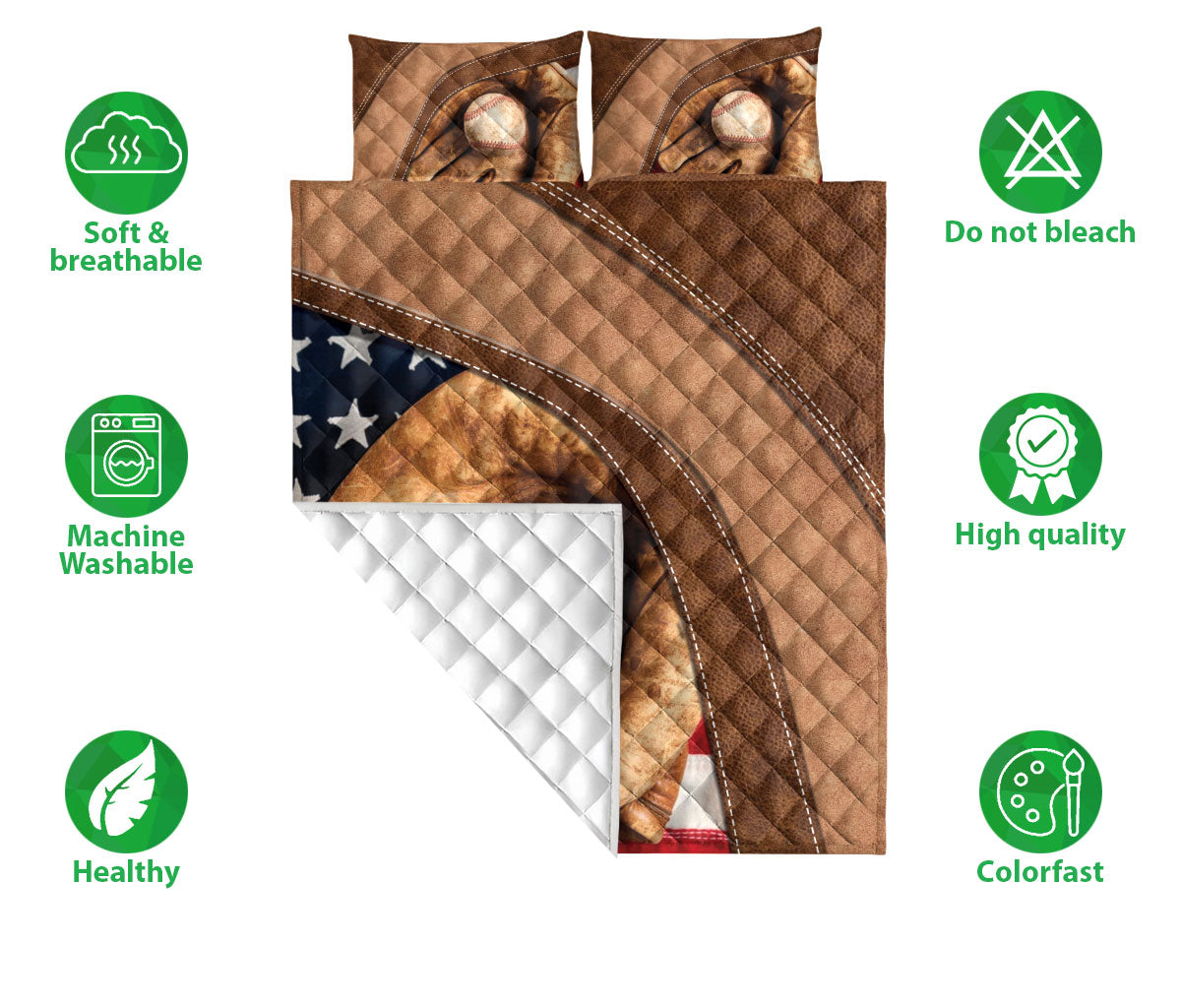 Baseball Quilt Set, Baseball Ball Gloves Baseball Quilt Blanket With Pillowcases, Quilt Bedding Set, Sports Gifts