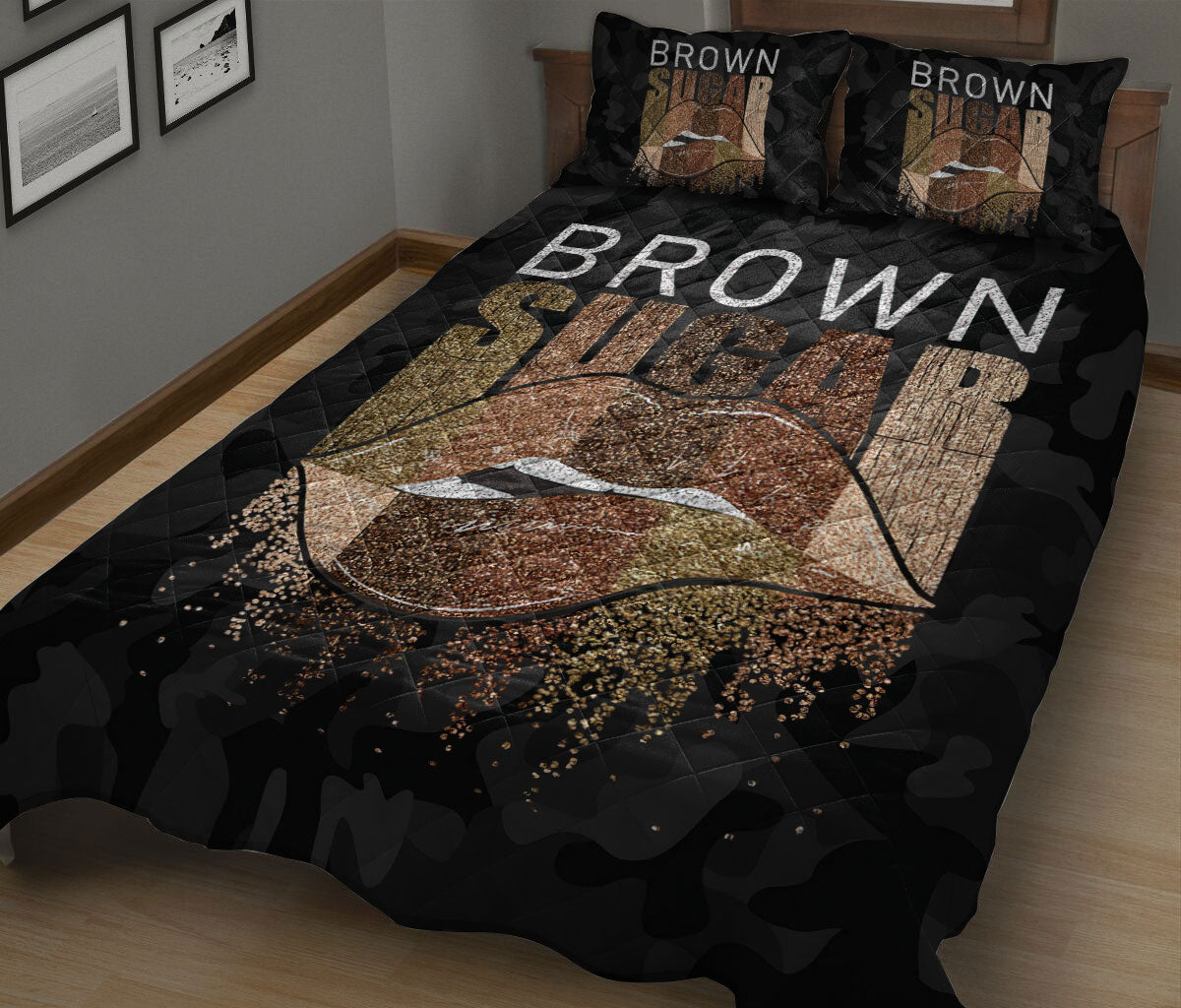 African Quilt Set, Afro African American Black Girl Princess Natural Hairstyle Sugar Quilt Blanket With Pillowcases, Quilt Bedding Set