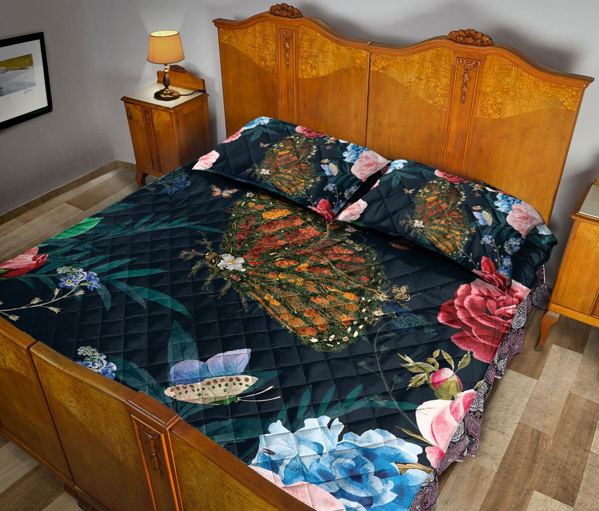 Butterfly Quilt Set, Butterfly Find My Soul Flower Garden Floral Butterfly Quilt Blanket With Pillowcases, Quilt Bedding Set