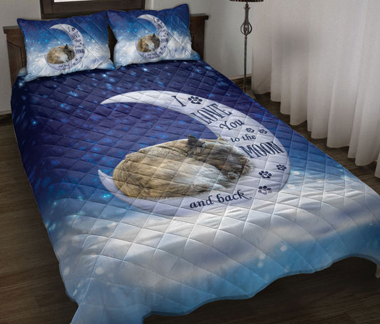 Cairn Terrier Quilt Set, Cairn Terrier Dog I Love You To The Moon And Back Dog Puppy Quilt Blanket With Pillowcases, Quilt Bedding Set