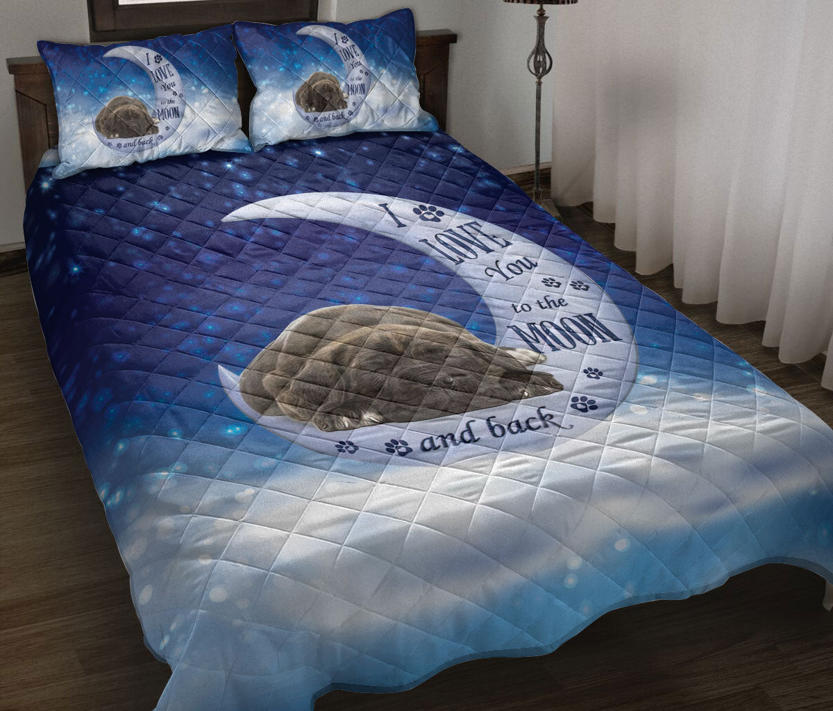 Cane Corso Quilt Set, Cane Corso Dog I Love You To The Moon And Back Dog Puppy Quilt Blanket With Pillowcases, Quilt Bedding Set