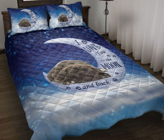 Cane Corso Quilt Set, Cane Corso Dog I Love You To The Moon And Back Dog Puppy Quilt Blanket With Pillowcases, Quilt Bedding Set