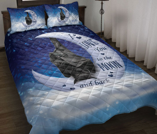 Bat Quilt Set, Sleeping Bat I Love You To The Moon And Back Quilt Blanket With Pillowcases, Quilt Bedding Set