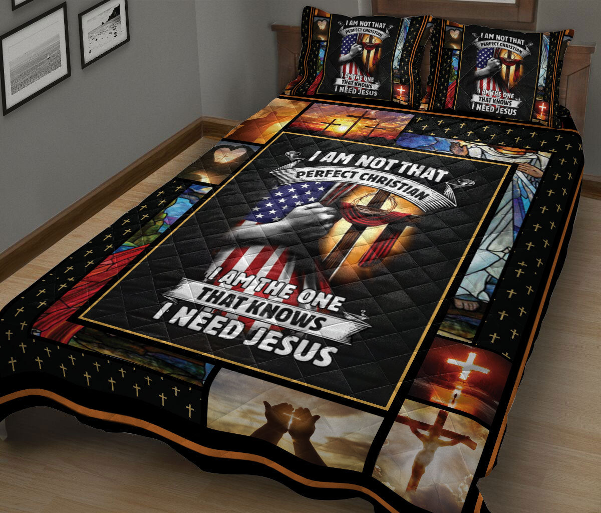 Christian, Jesus, God, Bible Quilt Set, I'M Not A Perfectian I Need Jesusian Quilt Blanket With Pillowcases, Quilt Bedding Set
