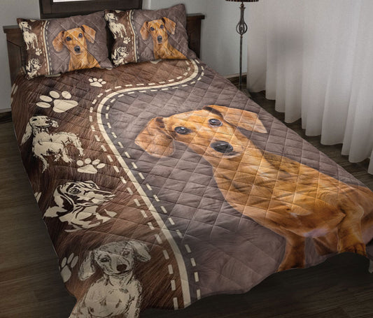 Dachshund Quilt Set, Dachshund Weiner Doxie Dog Dog Quilt Blanket With Pillowcases, Quilt Bedding Set