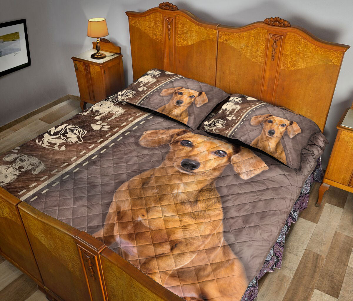 Dachshund Quilt Set, Dachshund Weiner Doxie Dog Dog Quilt Blanket With Pillowcases, Quilt Bedding Set