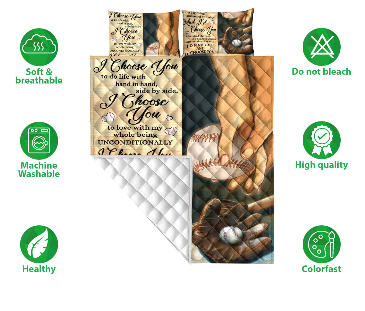 Baseball Quilt Set, Baseball I'D Find You And I'D Choose You Couple H Usband & Wife Quilt Blanket With Pillowcases, Quilt Bedding Set, Sports Gifts