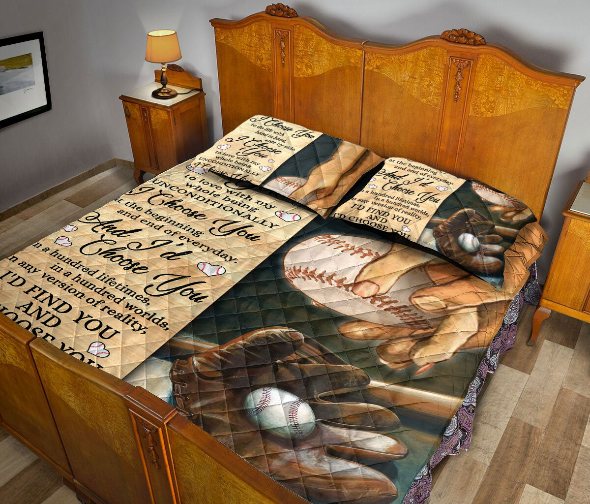 Baseball Quilt Set, Baseball I'D Find You And I'D Choose You Couple H Usband & Wife Quilt Blanket With Pillowcases, Quilt Bedding Set, Sports Gifts